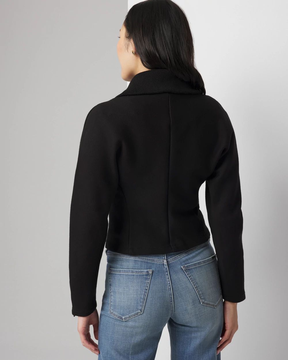 Asymmetrical Zipper Moto Sweater Jacket | White House Black Market